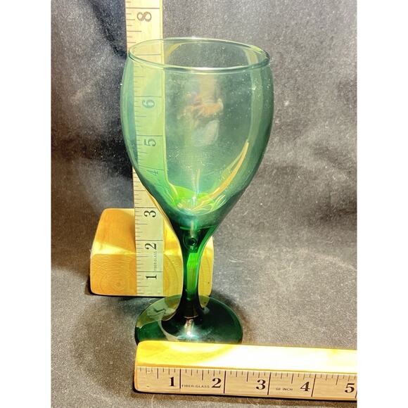 Libbey TEARDROP Juniper Green Wine Water Glass Goblet 7 3/8" Tall Vtg - Picture 5 of 5